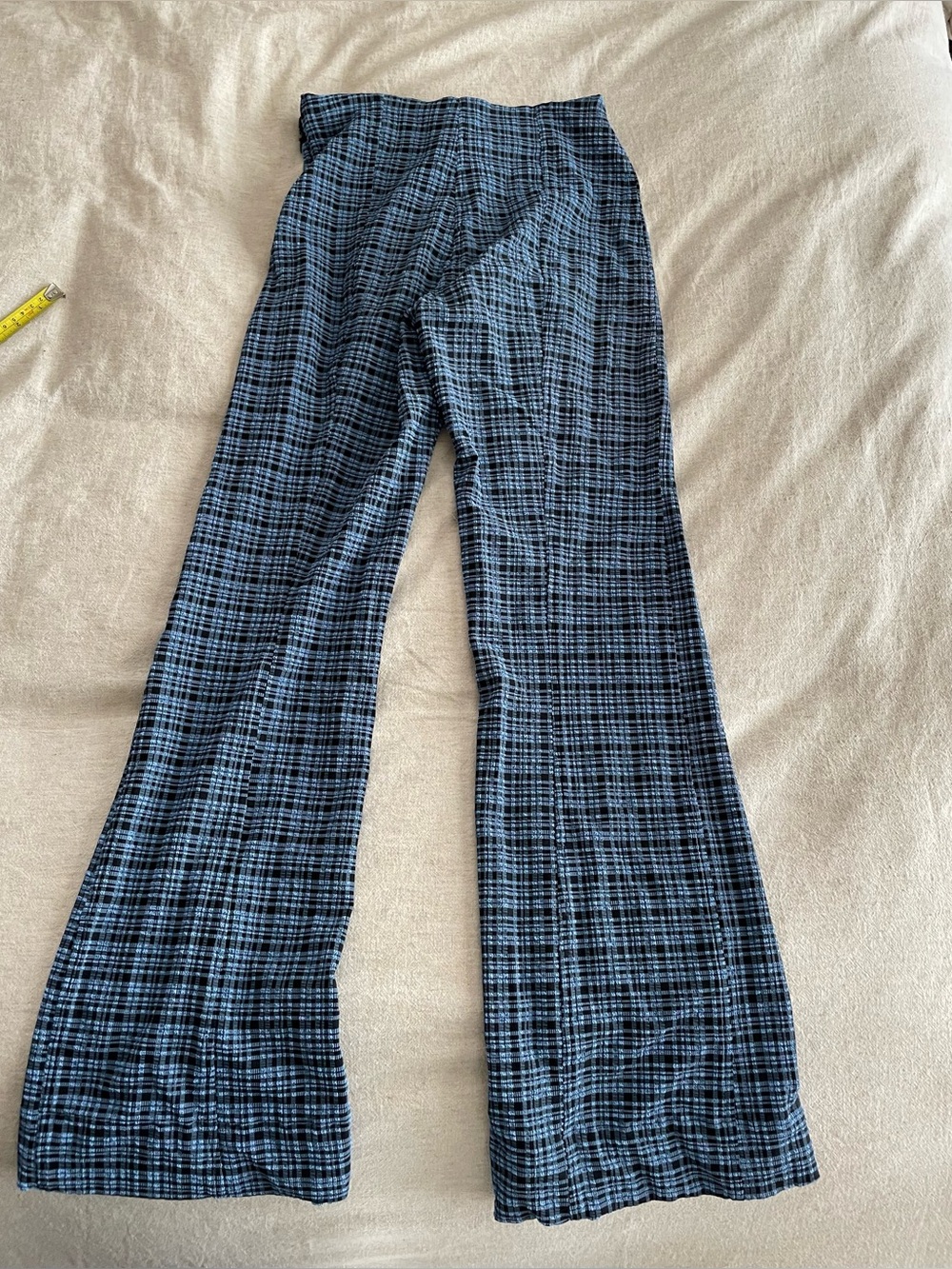 Ganni Black and Blue Checkered Fabric